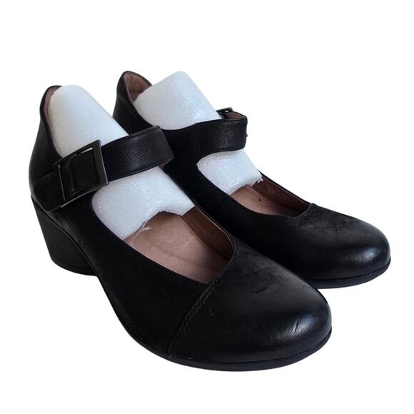 Dansko Mary Jane Black Leather Roxanne Size EU38 US 7.5-8 Heel Buckle Comfort - Picture 1 of 11